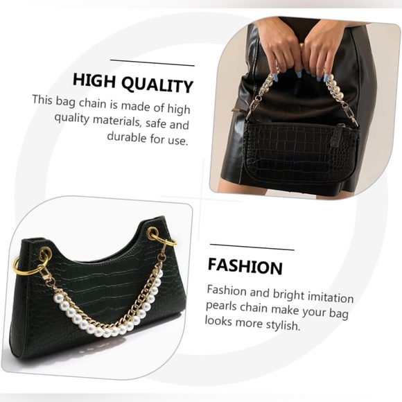 Gold and Pearl Chain Replacement Bag Chain Handbag Strap Accessory Bracelet NWT - Picture 2 of 5